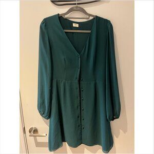 Aritzia Wilfred Dark Green Button Down Dress